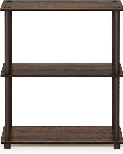 Furinno Turn-N-Tube 3-Tier Compact Multipurpose Shelf Display Rack, Walnut/Brown - LeafyLoom