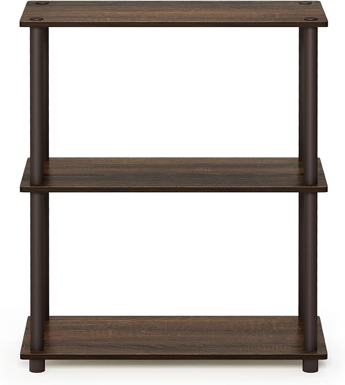 Furinno Turn-N-Tube 3-Tier Compact Multipurpose Shelf Display Rack, Walnut/Brown - LeafyLoom