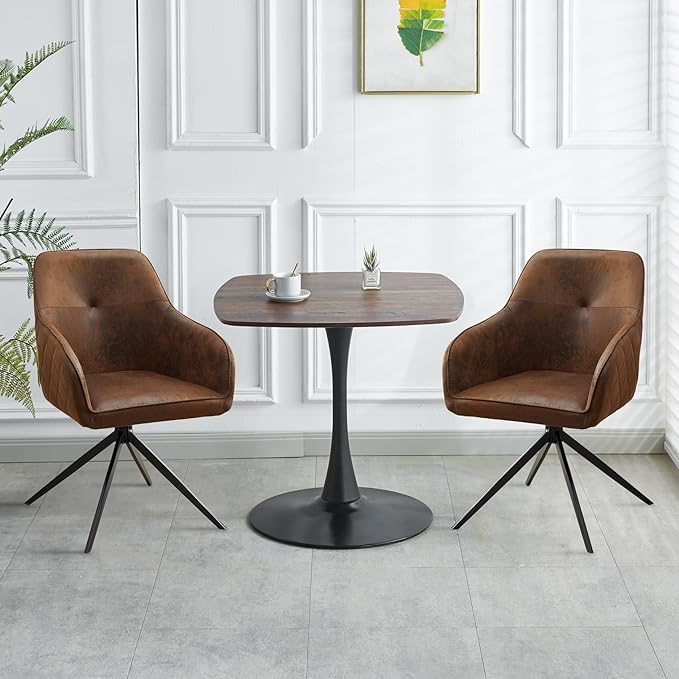 31.5 inch Wood Square Pedestal Dining Table, Mid Century Modern Tulip Table for Kitchen Living Room Small Spaces - LeafyLoom
