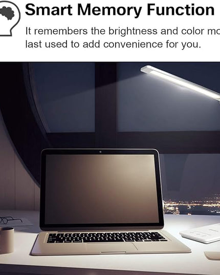 Desk Lamp, Desk Light, Dimmable Table Lamp, 7W, 5 Color Modes, 6 Brightness Levels, Touch Control, Memory Function, LED Foldable Led Lamp for Reading, Working, Office, Study (Silver) - LeafyLoom