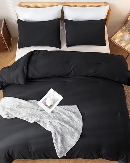 ROSGONIA California King Comforter Set Black, 3pcs (1 Boho Cal King Comforter & 2 Pillowcases), All Season Bedding Soft Bedspread Blanket Quilt - LeafyLoom