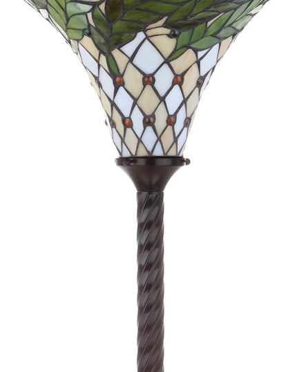 JONATHAN Y JYL8004A Botanical Tiffany-Style 71" Torchiere LED Floor Lamp, Tiffany, Traditional, Art Nouveau Style, Office, Bedroom, Living Room, Family Room, Dining Room, Hallway, Foyer, Bronze - LeafyLoom