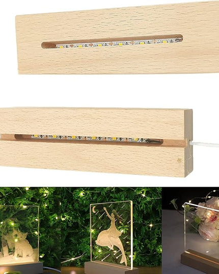 2Pack 6 inch Wood Rectangle Display Pedestal,Wooden Rectangle Led Lights Display Base for Acrylic and Plexiglass,Wood Night LED Light Lamp Base - LeafyLoom