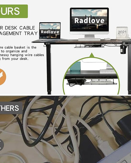 Radlove 59-Inch Large Electric Height Adjustable Computer L-Shaped Desk with Memory Controller Corner Standing Desk Modern Workstation with Splice Board Game Ergonomic Desk (Black Frame + Black Top) - LeafyLoom