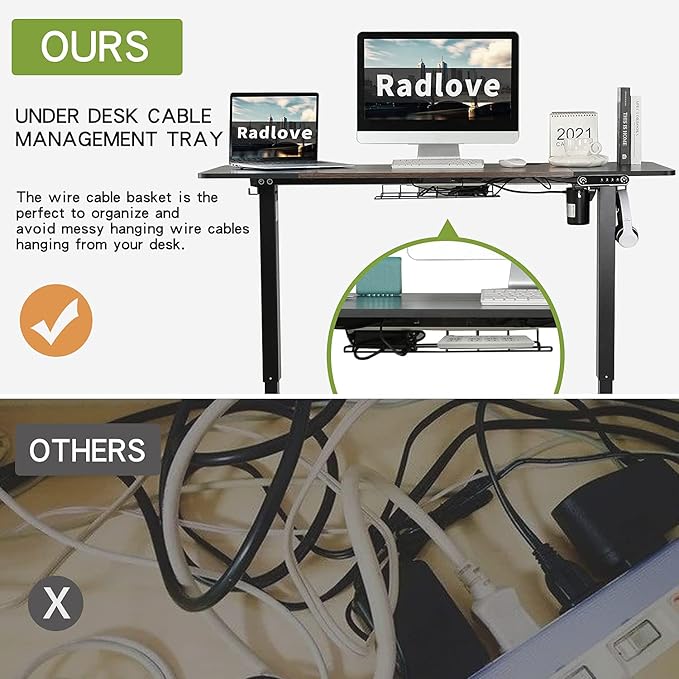 Radlove 59-Inch Large Electric Height Adjustable Computer L-Shaped Desk with Memory Controller Corner Standing Desk Modern Workstation with Splice Board Game Ergonomic Desk (Black Frame + Black Top) - LeafyLoom