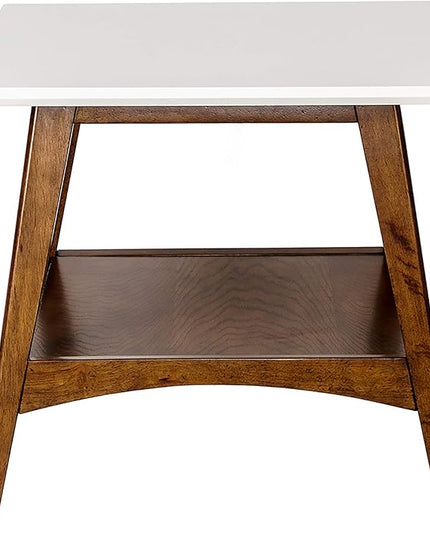 Madison Park Parker End Tables-Solid Wood, Two-Tone Finish with Lower Storage Shelf Modern Mid-Century Accent Living Room Furniture, Medium, Off-White/Pecan - LeafyLoom