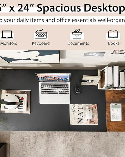 Multifunctional Computer Desk, Industrial Study Writing Desk w/Removable Storage Shelf, Heavy-Duty Metal Frame, 55 Inch Desk for Home Office, Gaming Room, Bedroom (Black) - LeafyLoom