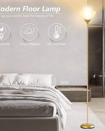 Floor Lamp for Living Room, Standing lamp for Bedroom, Drop-Resistant White Lampshade, Standing Lamp for Bedroom Study Office Hostel Kid’s Room - LeafyLoom