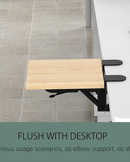 Ergonomics Desk Extender Tray, 9.5"x9.1" Punch-Free Clamp on, Foldable Keyboard Drawer Tray, Table Mount Arm Wrist Rest Shelf, Computer Elbow Arm Support - LeafyLoom