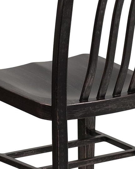 Flash Furniture Commercial Grade Black-Antique Gold Metal Indoor-Outdoor Chair - LeafyLoom