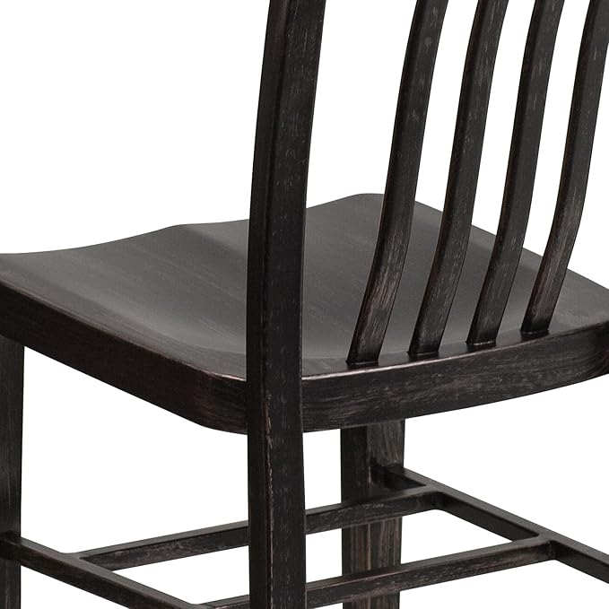 Flash Furniture Commercial Grade Black-Antique Gold Metal Indoor-Outdoor Chair - LeafyLoom