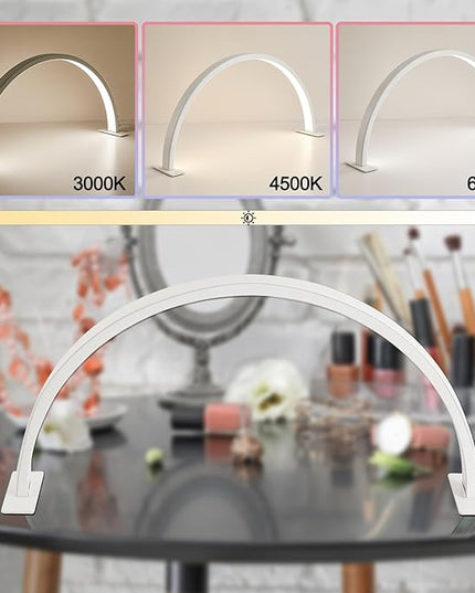 Half Moon Light for Nail Desk 29in 50w LED Half Moon Lamp 3000-6000k Lash Lamp for Lash Extension Led Light for Nails tech, Stepless Dimming 3 Color Led Light for Nails Tech - LeafyLoom