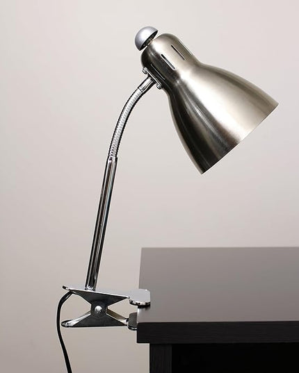 Simple Designs LD2016-BSN Adjustable Flexible Gooseneck Clip Light Desk Lamp, Brushed Nickel - LeafyLoom