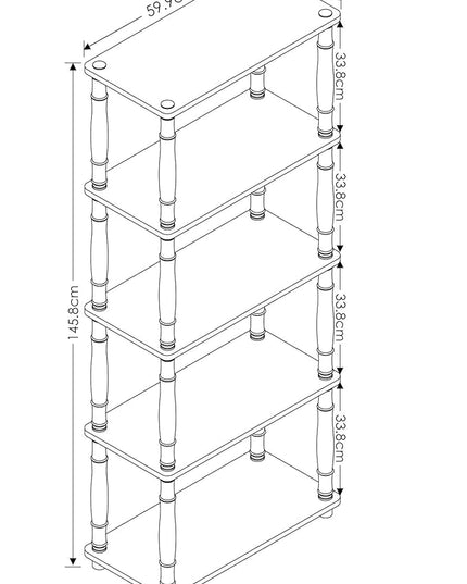 Furinno Turn-N-Tube 5-Tier Multipurpose Shelf / Display Rack / Storage Shelf / Bookshelf, Classic Tubes, Americano/Black - LeafyLoom