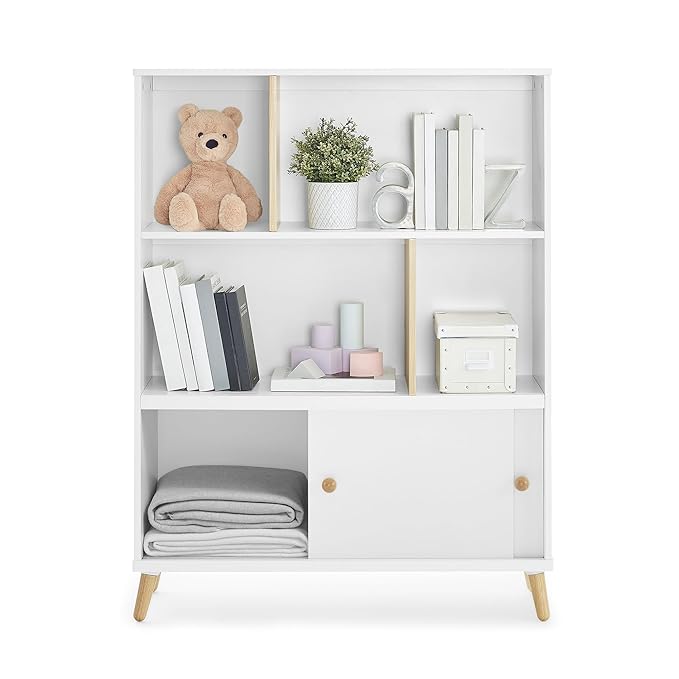 Delta Children Essex Bookcase - Greenguard Gold Certified, Bianca White/Natural - LeafyLoom