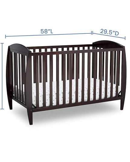 Delta Children Twinkle 4-in-1 Convertible Baby Crib, Sustainable New Zealand Wood, Dark Chocolate and Delta Children Twinkle Galaxy Dual Sided Recycled Fiber Core Crib and Toddler Mattress (Bundle) - LeafyLoom