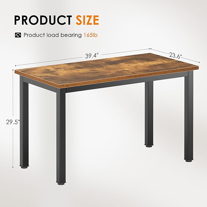 DlandHome Small Computer Desk for Home Office Activity Table Writing Table for Small Spaces Study Table Student Laptop Desk (39 inch, Retro) - LeafyLoom