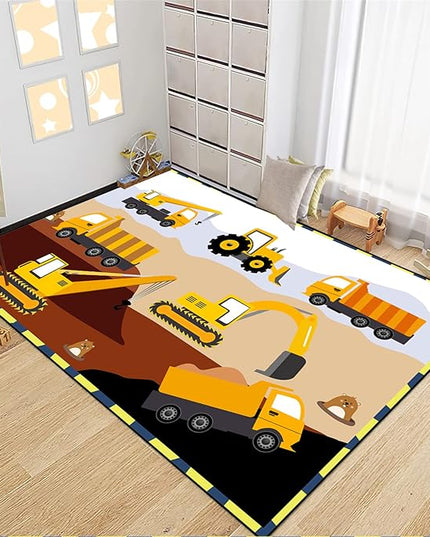 Construction Rugs for Boys Room Car Rug for Boys Room Car Rug Play Mat Kids Rugs for Playroom Car Play Mat Car Rugs for Kids Construction Decor for Boys Room 5'×7' - LeafyLoom