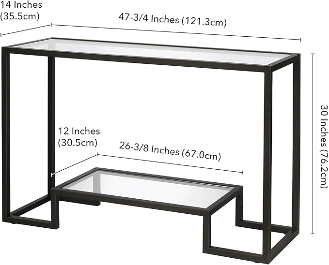Henn&Hart 47.75" Wide Rectangular Console Table in Blackened Bronze, Entryway Table, Accent Table for Living Room, Hallway - LeafyLoom
