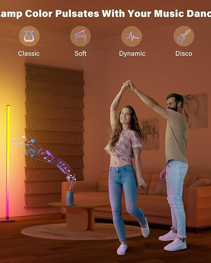 Buyya LED RGB Corner Floor Lamp, 50 Inch Upgrade RGB Corner Lights 16 Million Colors Changing Music Sync with Smart APP Atmosphere Lighting Smart LED Floor Lamps for Living Room Bedroom - LeafyLoom
