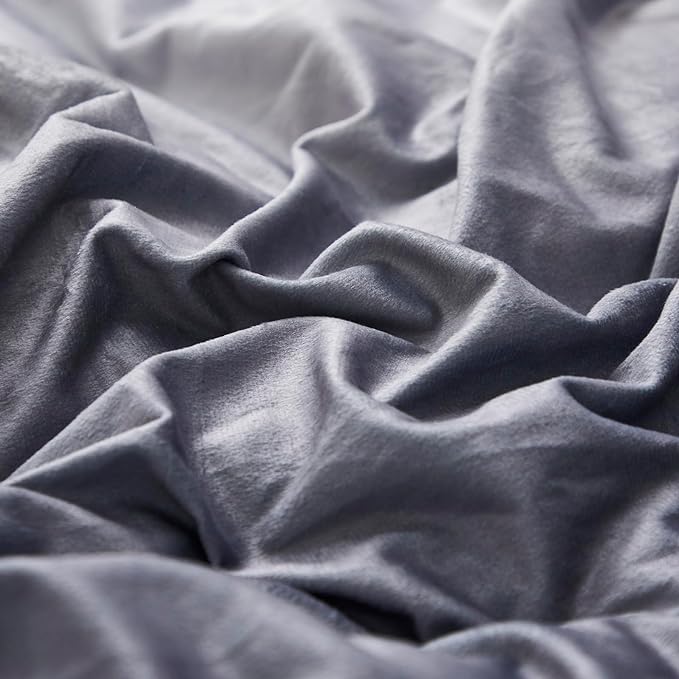 Gray White Gradient Comforter Set Cal King Gray Velvet Bedding Comforter Modern Plain White and Deep Gray Gradient Soft Quilt Farmhouse Flannel Comforter Warm California King Bed Comforter - LeafyLoom