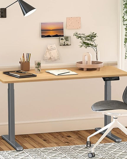 AIMEZ0 Dual Motor Electric Sit Stand Desk Standing Desk Frame Adjustable Height 27.4-45.6 inches DIY Motorized Computer Desk for Home and Office Gray (Frame Only) - LeafyLoom