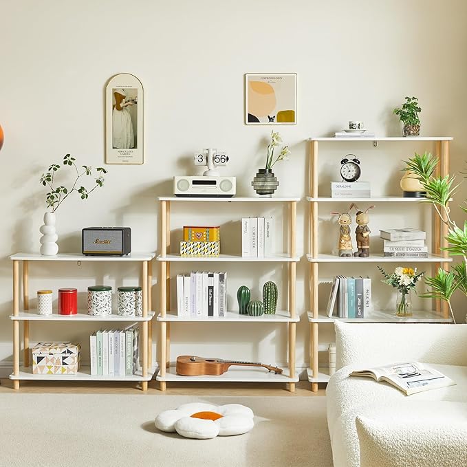 IBUYKE 3-Tier Wooden Open Bookcase - Modern Freestanding Bookshelf Storage Organizer,Standing Shelf Units,Multifunctional Display Stand for Bedroom, Living Room and Home Office,White WBC003W - LeafyLoom