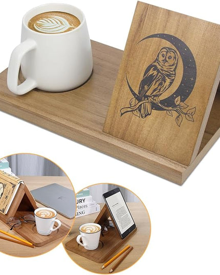 Small Bookshelf, Triangle Book Holder, Wood Short Mini Book Rest, Simple Bookcase for Bedroom Nightstand Office Desk Library or Table Centerpiece Decor for Coffee and Book Lover - LeafyLoom