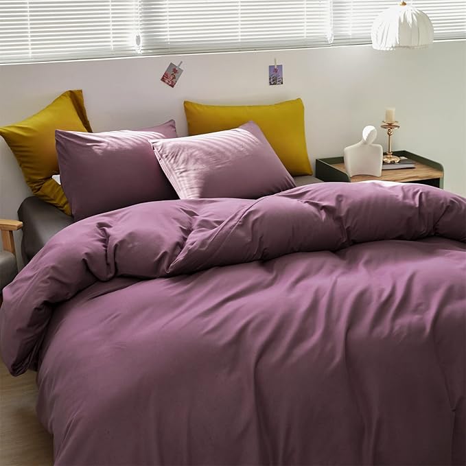 Purple Comforter Queen Grape Color Bedding Set 3 Pieces Comforter Set Lightweight Comforter Set Queen Breathable - LeafyLoom