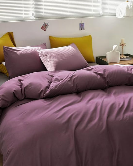 Purple Comforter Set King Grape Color Bedding Set 3 Pieces Solid Purple Comforter Set Hotel Quality Lightweight Women Comforter Set King Breathable Purple Bed Comforter Set King - LeafyLoom