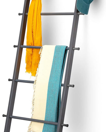 5 Ft Wooden Blanket Ladder Farmhouse - Quilt Ladder for Bedroom - Wood Ladder Decor - Decorative Ladder for Blankets - Easy to Assemble - Farmhouse Ladder Blanket Holder - Wooden Ladder for Blankets - LeafyLoom