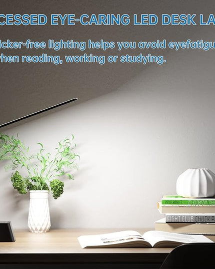 Ambertronix Rechargeable Cordless LED Desk Lamp, 5 Brightness & 5 Lighting Modes, USB Charging Port, Aluminum Arms, Portable, Dimmable, Touch Control, Auto Timer (Black) - LeafyLoom