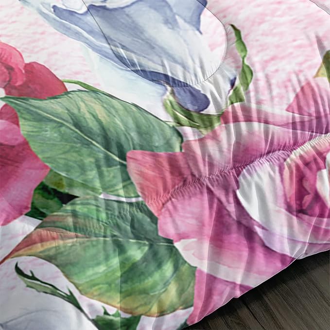 Butterfly Comforter Set for Girls Kids Adults Butterfly Rose Bedding Set Aesthetics Butterflies Quilt Duvet Set Full Size with 1 Comforter and 2 Pillowcases - LeafyLoom