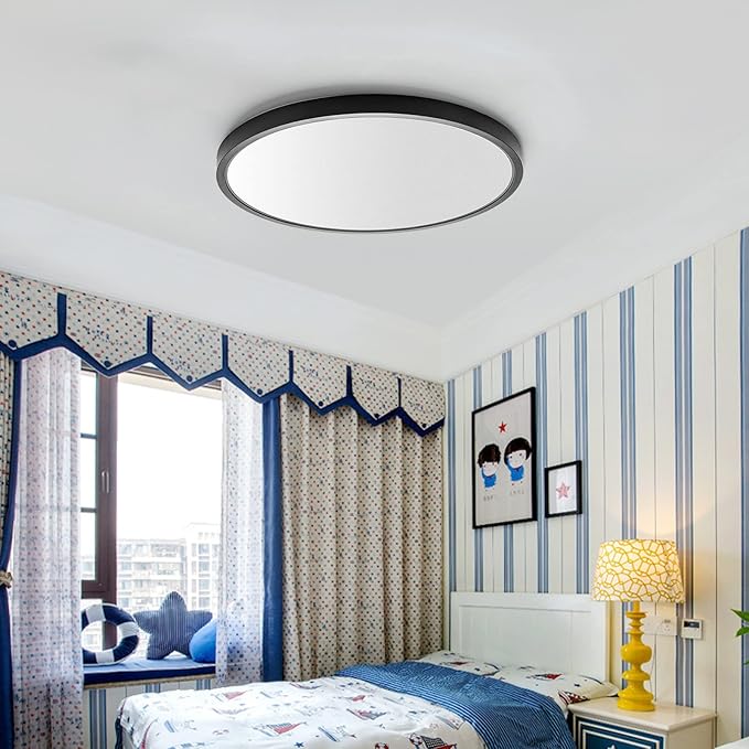 TALOYA 2 Pack Black Smart Ceiling Light Flush Mount LED WiFi, Compatible with Alexa Google Home, Dimmable Low Profile Ambient Light Fixture for Bedroom Living Room,12 Inch 24W Taloya