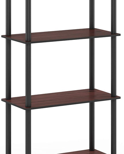 Furinno Turn-N-Tube 4-Tier Multipurpose Shelf Display Rack, Round Tubes, Dark Cherry/Black - LeafyLoom