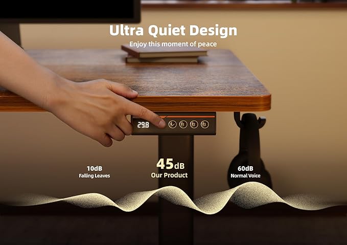 Electric Standing Desk, Adjustable Height Stand up Desk, 63x24 Inches Sit Stand Home Office Desk with Splice Board,Rustic Brown Top - LeafyLoom