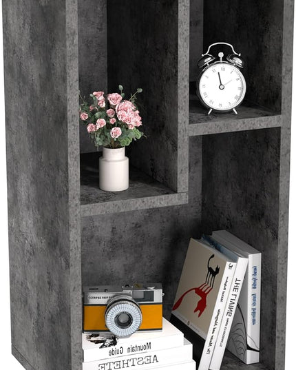 VECELO Small Bookshelf, 3 Cube Shelf, Fits Tallest Hardcovers, Horizontal Available, Modern Storage Organzier for small spaces, Modern Gray - LeafyLoom