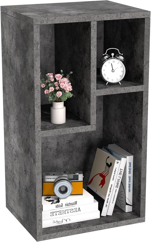 VECELO Small Bookshelf, 3 Cube Shelf, Fits Tallest Hardcovers, Horizontal Available, Modern Storage Organzier for small spaces, Modern Gray - LeafyLoom