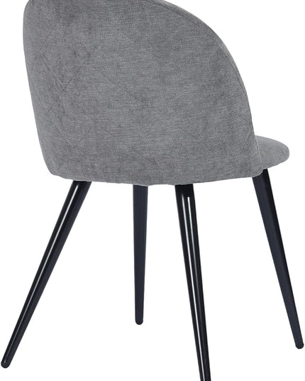 FurnitureR Upholstered Fabric Dining Chair Mid Back Armless with Wood Legs for Home Kitchen Bedroom Living Room, Set of 2, Grey - LeafyLoom