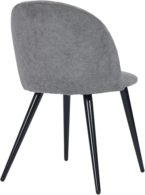 FurnitureR Upholstered Fabric Dining Chair Mid Back Armless with Wood Legs for Home Kitchen Bedroom Living Room, Set of 2, Grey - LeafyLoom