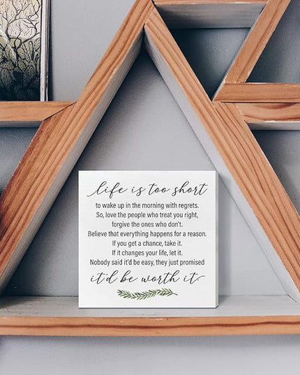 Home Office Desk Wooden Box Sign Decor, Believe that Everything Happens for A Reason, Inspirational Quotes Desk Decor Motivational Desk Decorations for Women Men Student Office Classroom School - LeafyLoom