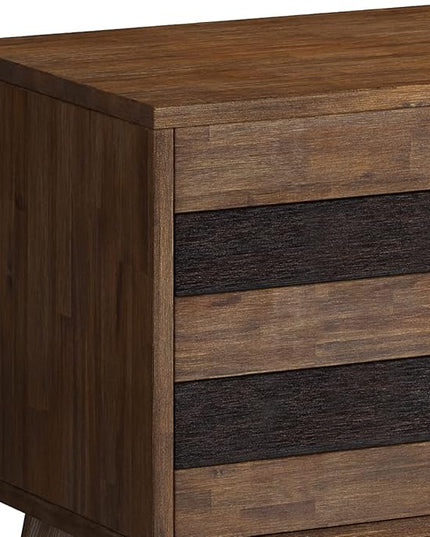 SIMPLIHOME Clarkson SOLID ACACIA WOOD 60 Inch Wide Mid Century Design TV Media Stand in Rustic Natural Aged Brown for TVs up to 65 Inches, For the Living Room and Entertainment Center - LeafyLoom