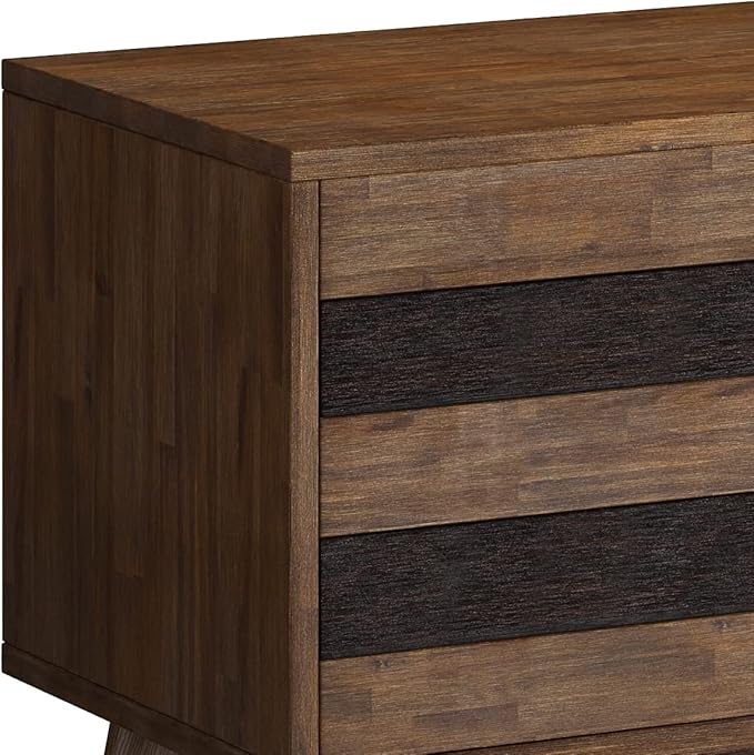 SIMPLIHOME Clarkson SOLID ACACIA WOOD 60 Inch Wide Mid Century Design TV Media Stand in Rustic Natural Aged Brown for TVs up to 65 Inches, For the Living Room and Entertainment Center - LeafyLoom