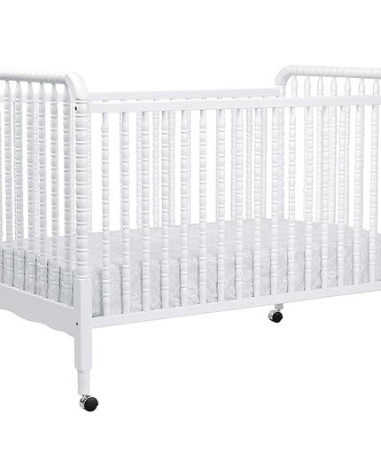 DaVinci Jenny Lind 3-in-1 Convertible Crib in White, Removable Wheels, Greenguard Gold (Mattress Not Included) - LeafyLoom