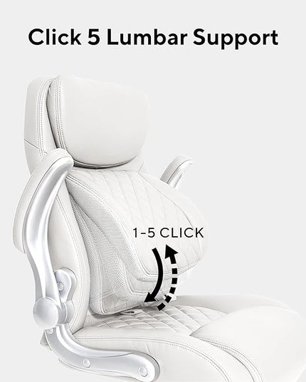 Nouhaus Ergonomic Office Chair Premium Microfiber Leather Adjustable Lumbar Support, Home Desk Gaming Chairs Executive Computer Chair with Adjustable Armrests (Posture,White) - LeafyLoom