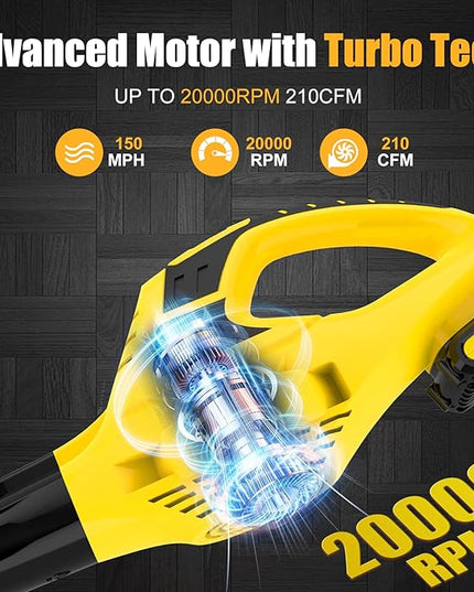 Leaf Blower Cordless,21V Handheld Electric Leaf Blower with Battery and Charger, 2 Speed Mode, Lightweight Battery Powered Leaf Blowers for Lawn Care,Patio, Yard, Sidewalk,Snow Blowing - LeafyLoom