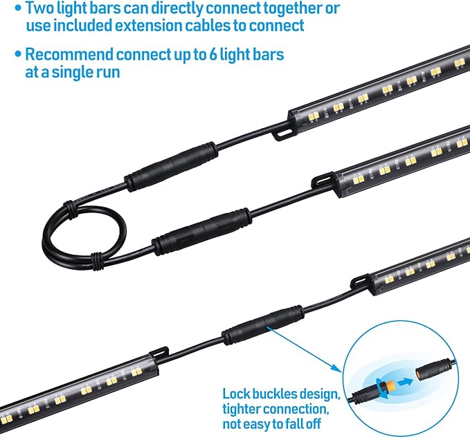 TORCHSTAR LED Safe Lighting Kit 5CCT, Dimmable (6) 12 Inch Linkable Light Bars, 3000K/3500K/4000K/4500K/5000K Selectable, 900LM Safe Light Kit for Under Cabinet Gun Safe Closet, UL Power Adapter TORCHSTAR