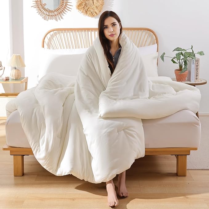 ROSGONIA Ivory Twin Comforter Set for College Girls Boys,1 Boho Comforter & 1 Pillowcase, All Season Kids Comforter Sets Lightweight Dorm Bedding - LeafyLoom