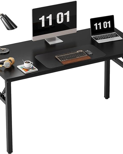 Need Computer Desk Office Desk 47 inches Folding Table with BIFMA Certification Computer Table Workstation No Install Needed, Black Brown - LeafyLoom