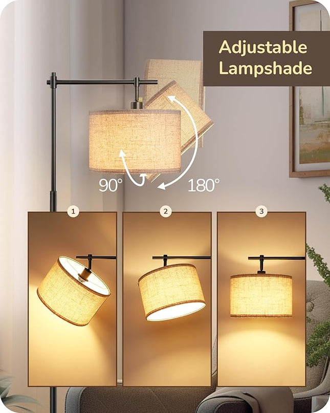 EDISHINE Dimmable Floor Lamp, 5 Color Temperature, Modern Standing Lamp with Remote Control & Beige Shade, E26 Socket, Arc Floor Lamp for Bedroom, Living Room, Office, LED Bulb Included - LeafyLoom